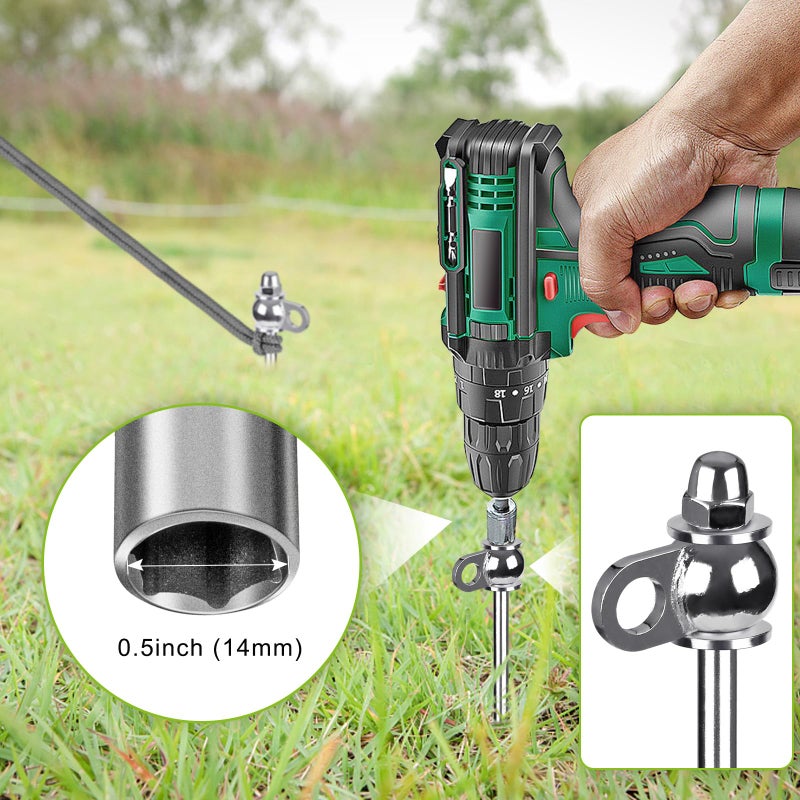 Lifeswell 4 Pack Tent Stakes, 12 Inch Heavy Duty Ground Anchors, Full Welding, Easy to Screw in and Reusable, for Camping Tents, Trampolines, Sheds, Swing Sets, Securing Animals - Image 5